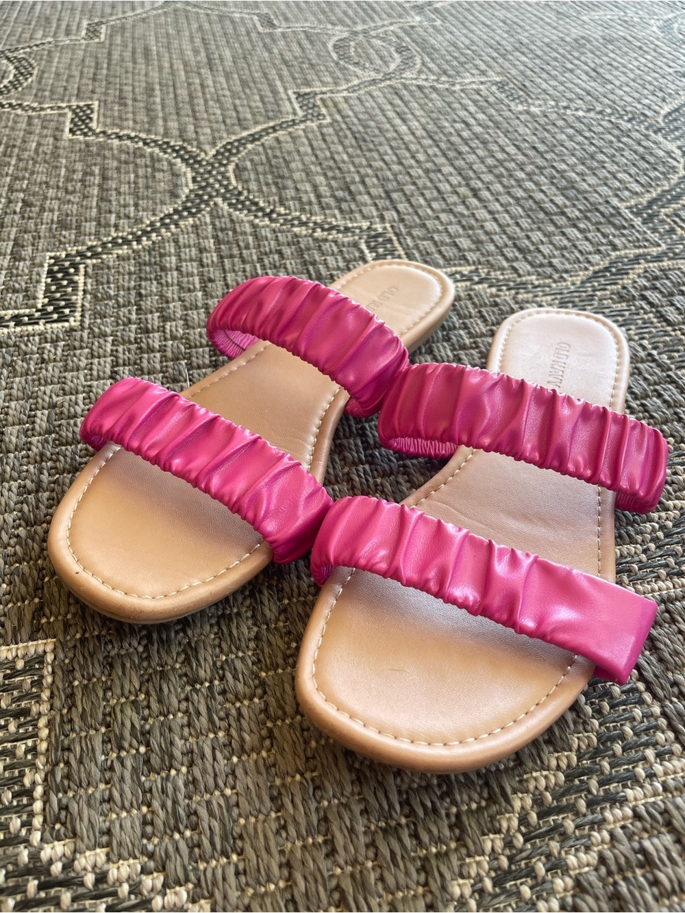 Old Navy Pink Ruched Double-Strap Slide Sandals